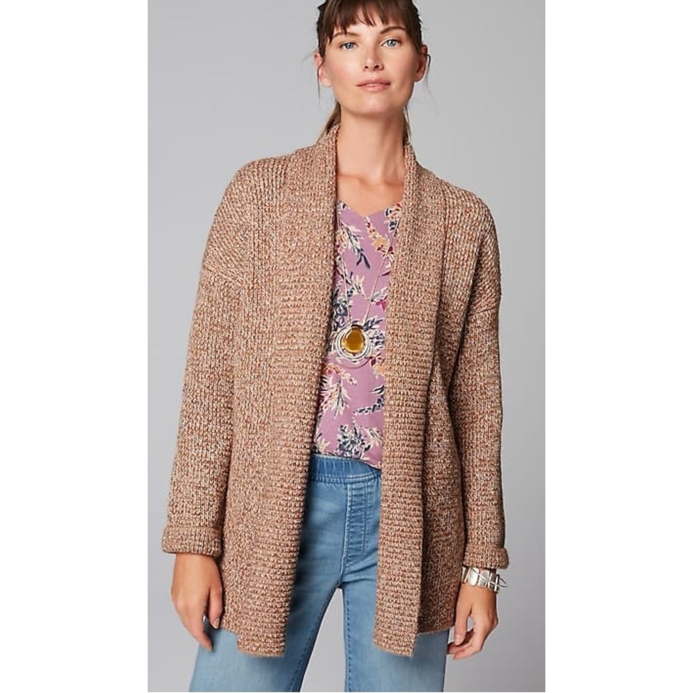 J. Jill Pure Jill Knit Cardigan Sweater Ribbed Texture Shawl Collar Open Sz 2X